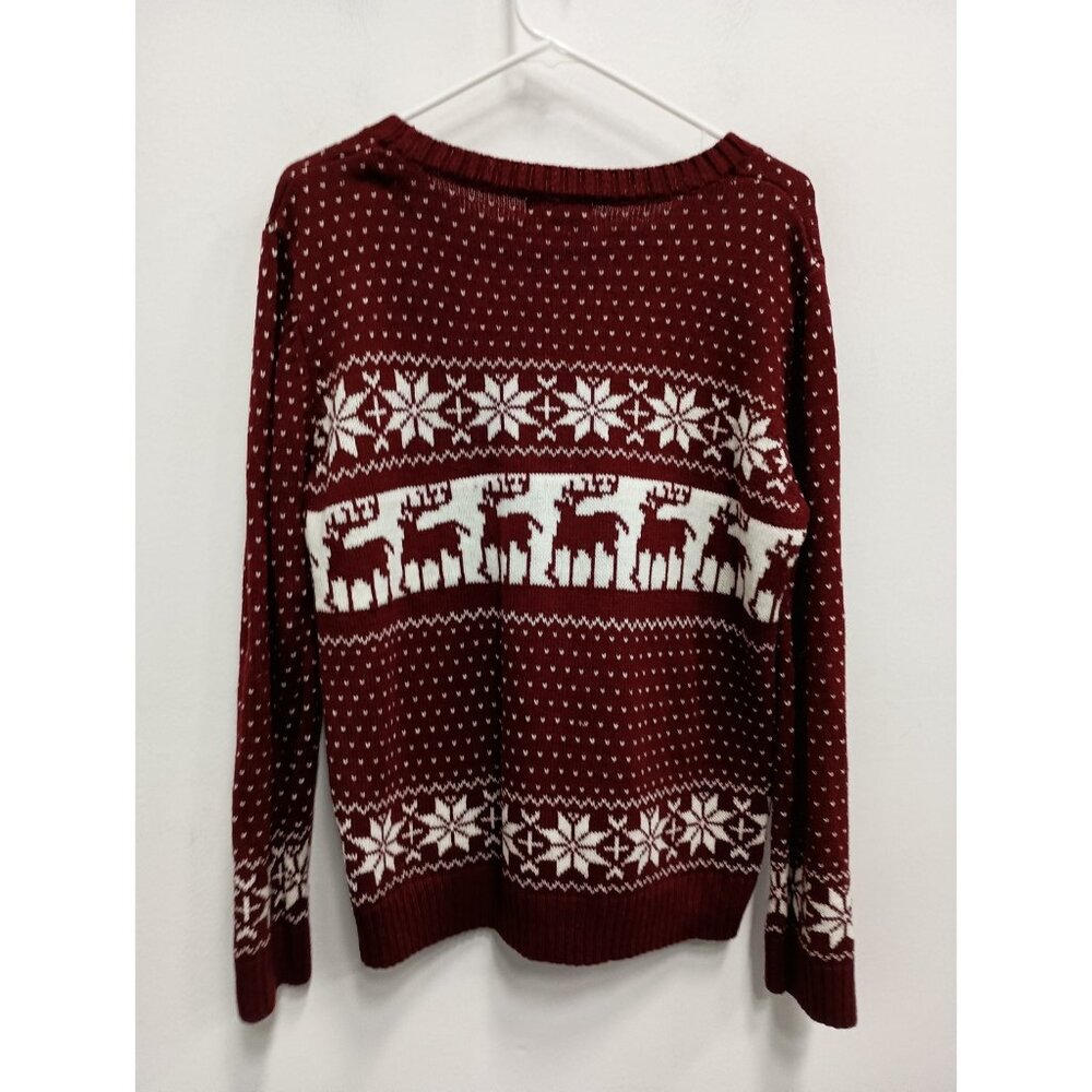 POL Womens Christmas Sweater‎ Size Large Red White Fair Isle Nordic Pullover - Picture 10 of 11